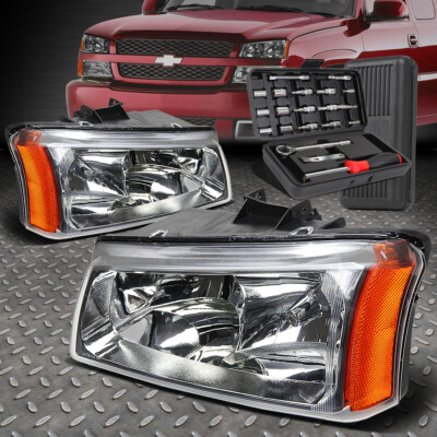 ДЛЯ 03-06 CHEVY SILVERADO AVALANCHE ХРОМИРОВАННЫЙ КОРПУС БОКОВАЯ ФАРА ЯНТАРНОГО ЦВЕТА + НАБОР ИНСТРУМЕНТОВ