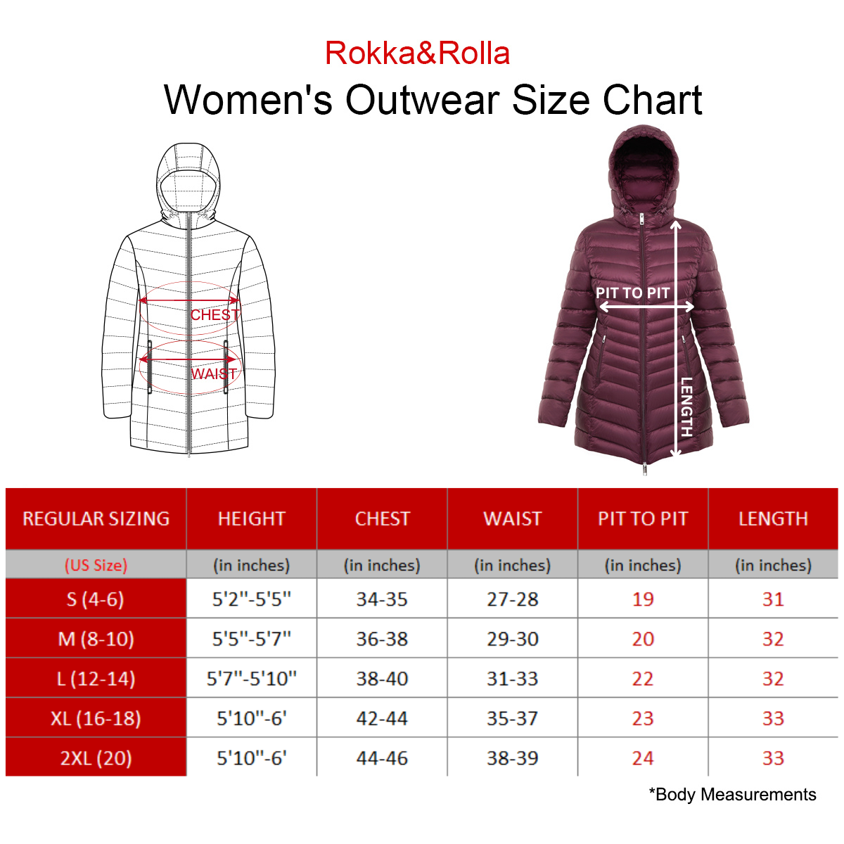 Rokka&Rolla Women's Long Puffer Jacket Lightweight Packable Winter Hooded Coat