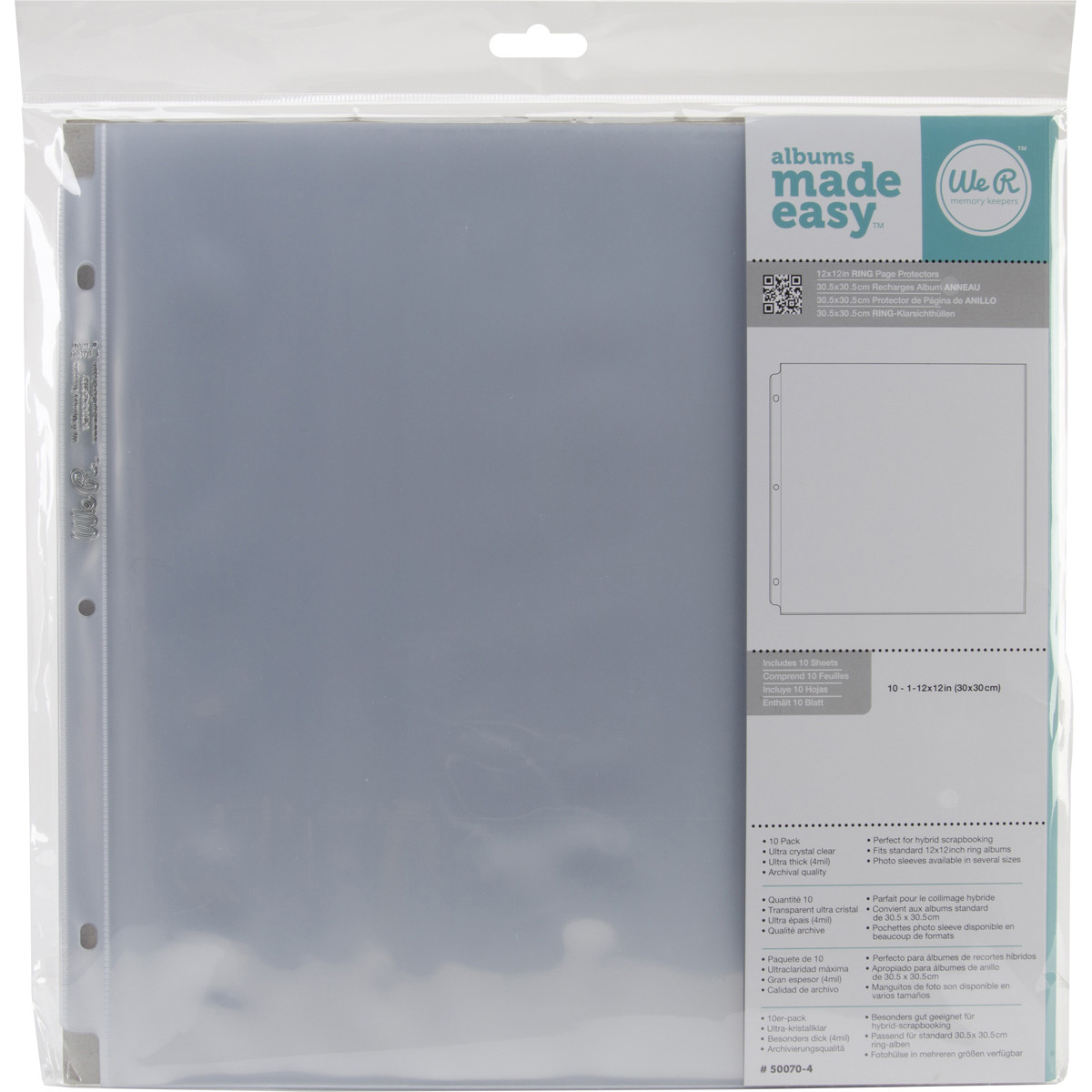 12 x 12-inch 3-Ring Album Page Protectors by We R Memory Keepers, 10 pack
