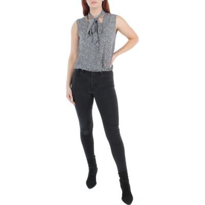 

Женская черно-белая блузка без рукавов с бантом DKNY  BHFO 9499, Black/white
