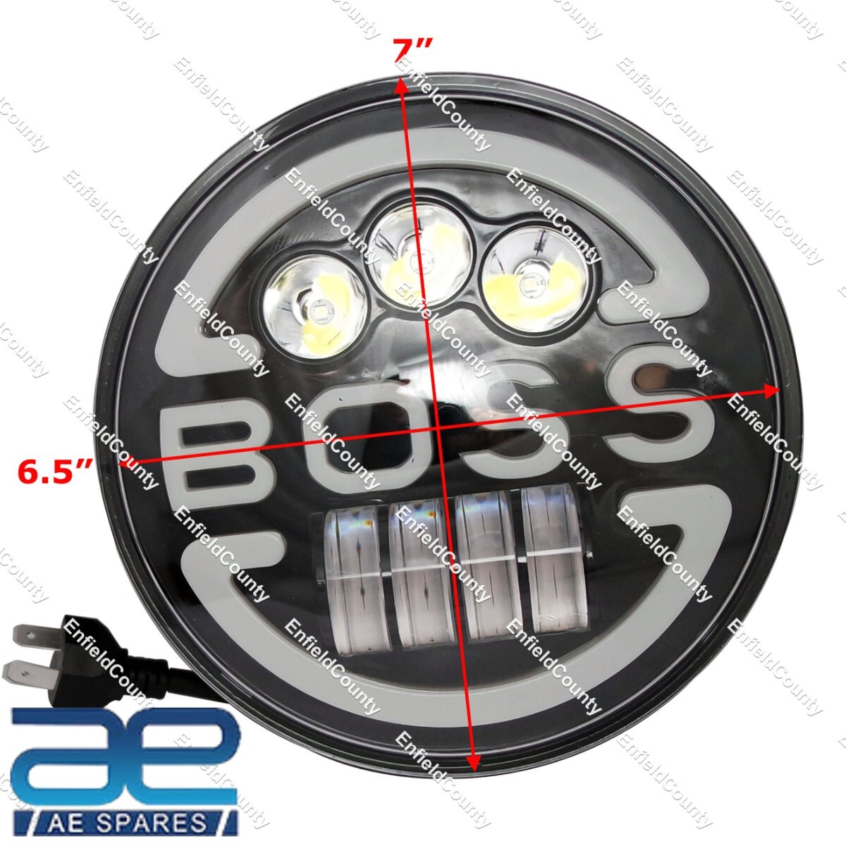 Boss DRL 7 "Headlight Set High Low Beam For Royal Enfield Harley Davidson 
