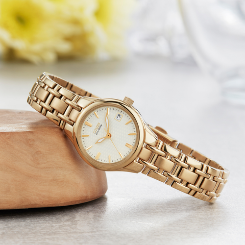 Pre-owned Citizen Gold Womens Analogue Watch Ew1262-55p