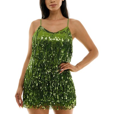 Женское зеленое мини-платье B. Darlin, расшитое бисером и блестками, для юниорок 1/2 BHFO 4915
