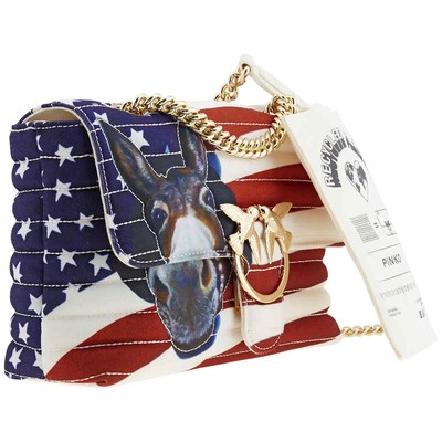 Pre-owned Pinko Lucia Heffernan Eco-love Puff Recycled Bag 1n12nby68a Cr1 In Multicolor/red/white/blue