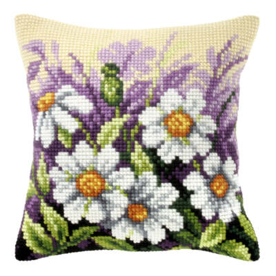 Orchidea Cushion cross stitch kit White flowers on meeadow 9122