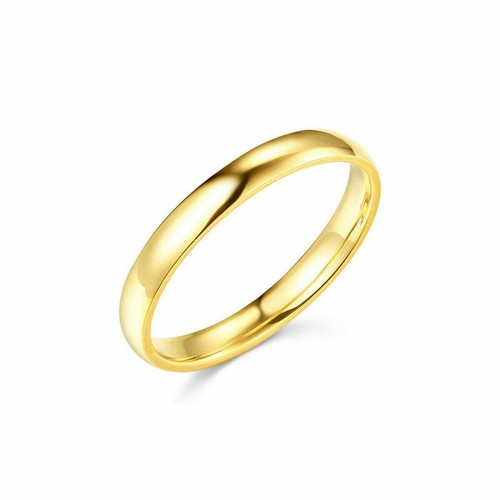 Pre-owned Td Collections 14k Yellow Gold 3mm Plain Regular Fit Classic Light Dome Wedding Band