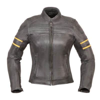 Motorrad Modeka Iona Lederjacke Damen (schwarz/gelb) Gr: 40D
