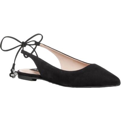 

Aqua Womens Flat W Tie Back Кожаные балетки с острым носком BHFO 8616, Nobuck black, Flat W Tie Back