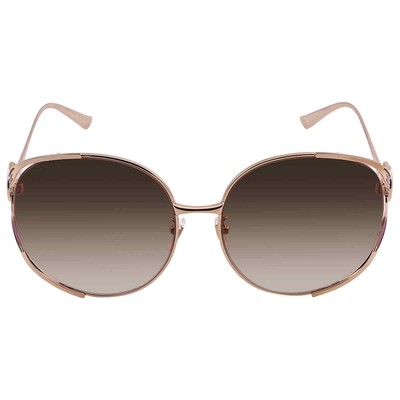 Pre-owned Gucci Brown Gradient Oversized Ladies Sunglasses Gg0225s 007 63 Gg0225s 007 63