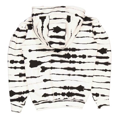 BURBERRY BURBERRY LADIES MONOCHROME CUT-OUT DETAIL WATERCOLOUR PRINT COTTON HOODIE, SIZE