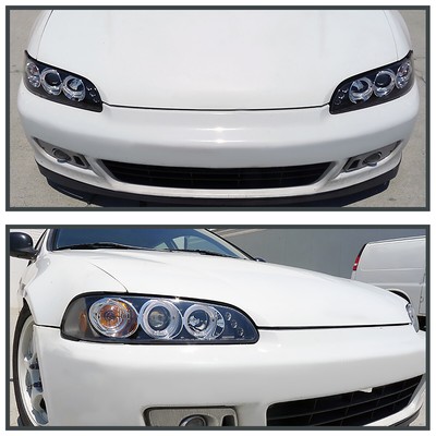 Black Fits 1992-1995 Honda Civic 2/3/4Dr LED Halo Projector Headlights Lamp L+R