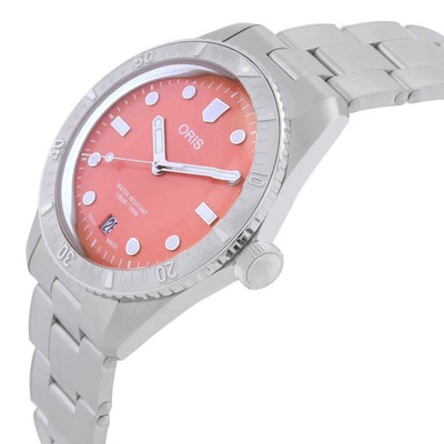 Pre-owned Oris Divers 38mm Sixty-five Automatic Cotton Candy Pink Dial Watch 01 733