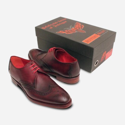 Pre-owned Jeffery-west Jeffery West Oxblood Burgundy Diamond Brogue Shoes In Red