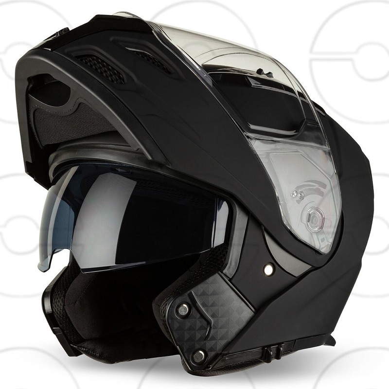 Cruizer Casco Moto Modulare Caschi Scooter Omologato Doppia Visiera Nero
