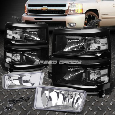 ЧЕРНЫЙ КОРПУС ФАРЫ С ПРОЗРАЧНЫМ СИГНАЛОМ ПОВОРОТА + ПРОЗРАЧНАЯ ПРОТИВОТУМАННАЯ ФАРА ДЛЯ 14-15 SILVERADO