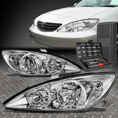 ДЛЯ 02-04 TOYOTA CAMRY ХРОМИРОВАННЫЙ КОРПУС ПРОЗРАЧНЫХ УГЛОВЫХ ФАР ГОЛОВНОГО СВЕТА + НАБОР ИНСТРУМЕНТОВ
