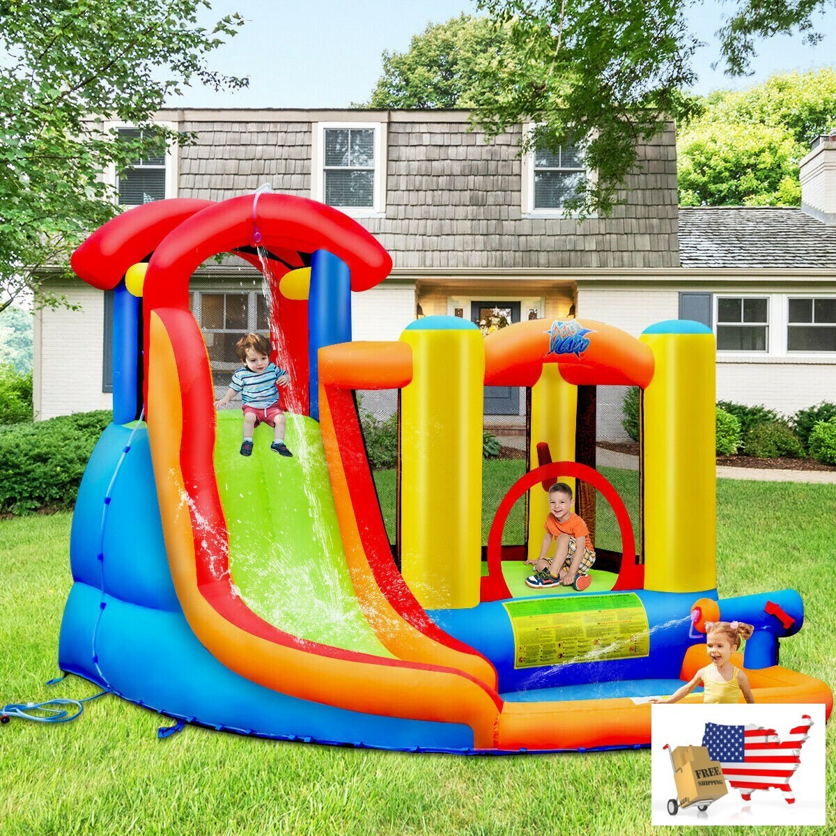 Inflatable Water Slide Bounce House With Pool And Cannon Blower Not