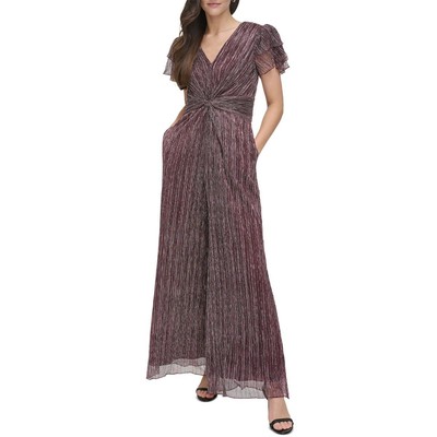 Vince Camuto Womens Red Shimmer Textured Wide Leg Jumpsuit Evening 16 BHFO 3901