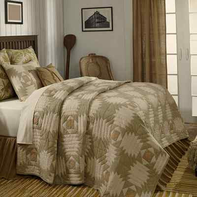 TRADE WINDS 4 PC QUEEN QUILT BEDDING SET PINEAPPLE PATTERN - BOXED FRINGED SKIRT