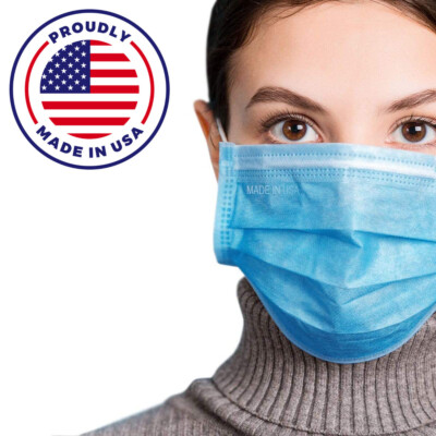 Made In USA 50 PCS Face Mask Mouth & Nose Protector  ASTM LEVEL 3 =Highest Grade