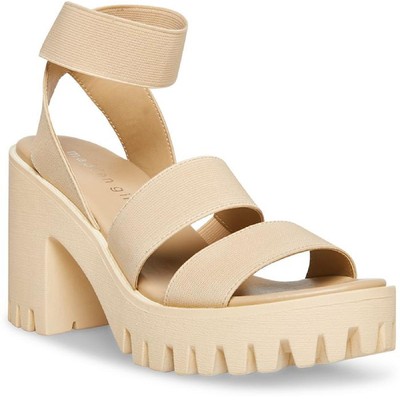 

Madden Girl Womens Sohoo Повседневные сандалии без шнуровки с ремешками на платформе и каблуках BHFO 4058, Sand fabric, Sohoo