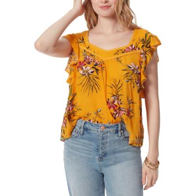 

Jessica Simpson Женская оранжевая блузка с вырезом в форме сердца Lauryn  BHFO 3474, Tropical oasis