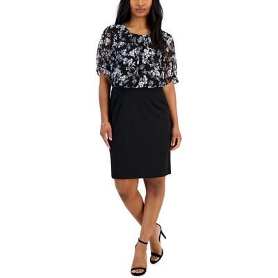 Связанное платье-футляр женское черно-белое с цветочным принтом Petites 8P BHFO 8451