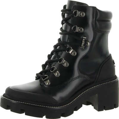 

Женские черные ботильоны Tory Burch Hiker на подошве с ушками 9, средний (B,M) BHFO 1455, Black leather, Lug Sole Hiker