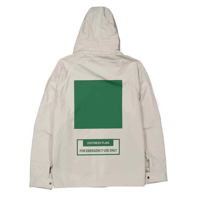 Pre-owned Moncler Men's Slogan Print Hancock Hooded Jacket In Beige
