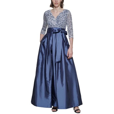 Jessica Howard Женское синее кружевное атласное вечернее платье Petites 12P BHFO 6350