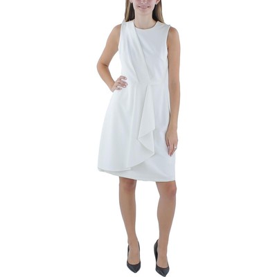 Женское платье Calvin Klein из крепа цвета слоновой кости с U-образным вырезом и расклешенными рукавами 2 BHFO 0344