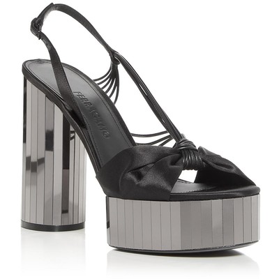 Ferragamo Womens Sabina Satin Dressy Slingback Platform Sandals Shoes BHFO 0244