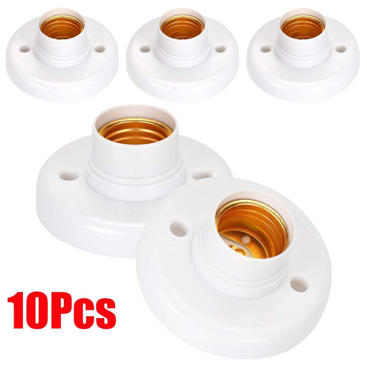 10Pcs E27 Light Bulb Pendant Lamp Round Fixing Base Holder Screw Cap Socket US