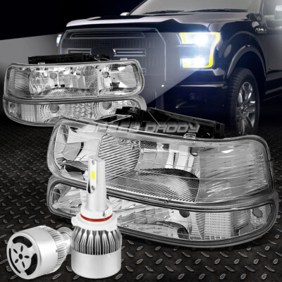 ХРОМИРОВАННЫЙ КОРПУС ФАРЫ С ПРОЗРАЧНЫМ УГЛОМ + БЕЛЫЙ СВЕТОДИОД 9006 HID + ВЕНТИЛЯТОР ДЛЯ 99-02 SILVERADO