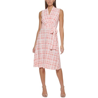 

Женское розовое платье миди в клетку без рукавов с запахом Tommy Hilfiger Plus  BHFO 3686, Bloom ivory