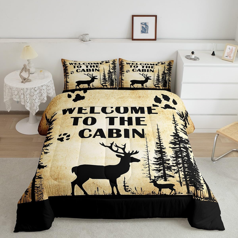 Rustic Deer Comforter Set for Kids & Adults - Queen Size Animal Bedding