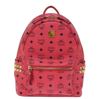 MCM Stark Pink Canvas Backpack Bag Authentic