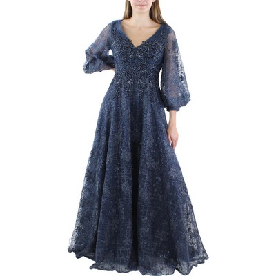 Женское вечернее платье Mac Duggal, украшенное темно-синим кружевом, 2 BHFO 5099