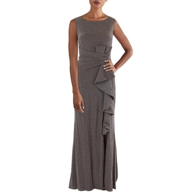 Женское вечернее платье из темно-серого нейлона с металлическим отливом Betsy & Adam, 12 BHFO 8118