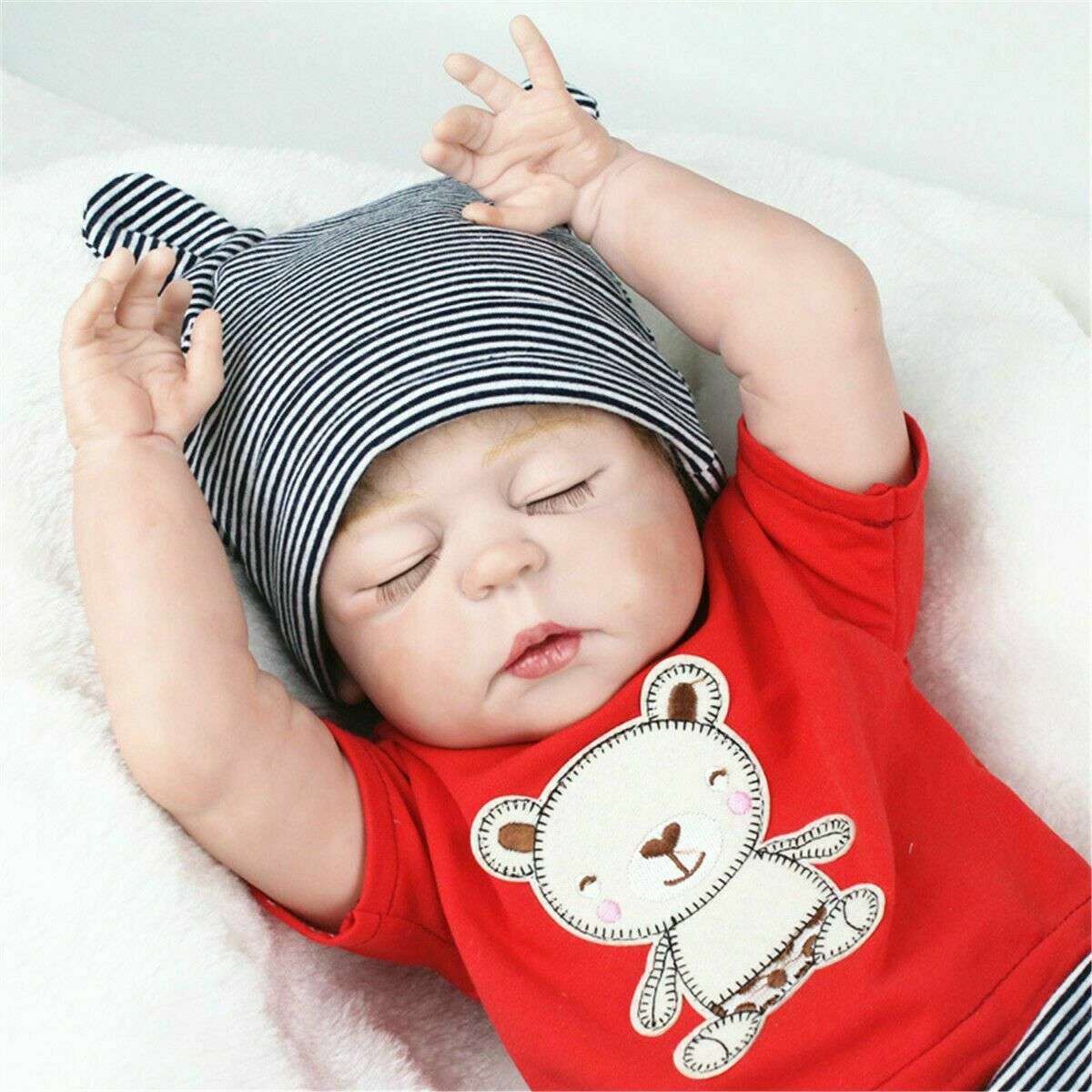 23inch Reborn Baby Boy Doll Realistic Handmade Silicone Lifelike Newborn Toy Boy