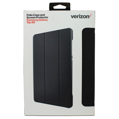 Verizon Folio Tablet Case + Screen Protector for Samsung Galaxy Tab S6 - Black