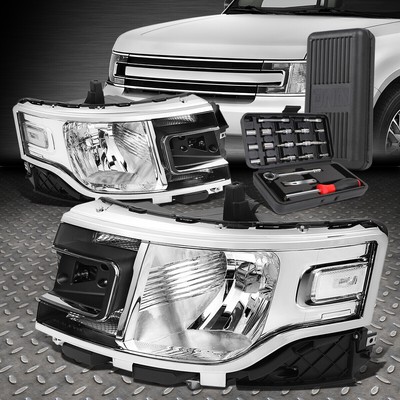 ДЛЯ 13-19 FORD FLEX ХРОМИРОВАННЫЙ КОРПУС ПРОЗРАЧНЫХ УГЛОВЫХ ФАР ГОЛОВНОГО СВЕТА + НАБОР ИНСТРУМЕНТОВ