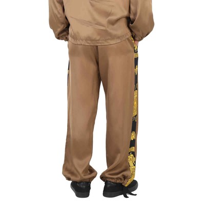 Pre-owned Versace Men's Black And Gold Barocco Print Track Pants In Multicolor