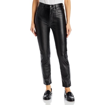 Anine Bing Womens Sonya Black Faux Leather Shimmer Skinny Pants 34 BHFO 3893