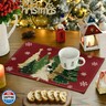 Artoid Mode Xmas Trees Snowflakes Winter Placemats Set of 4, 12x18 Inch Seasonal Red Christmas Table Mats for Party Kitchen Dining Decoration