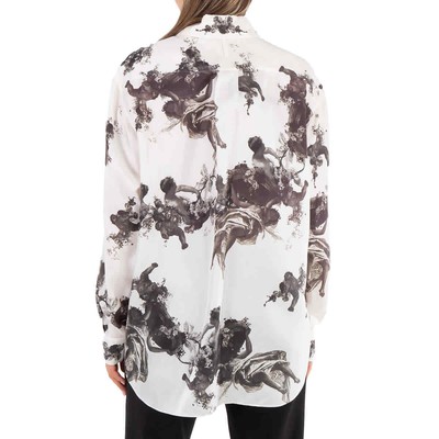 Pre-owned Burberry Ladies Black Renaissance Carlota Long Sleeve Silk Blouse