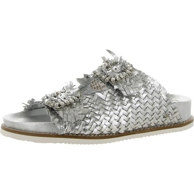 

Женские шлепанцы Sam Edelman серебристого цвета с эффектом металлик 6, средний (B,M) BHFO 1331, Silver leather, OAKLYN