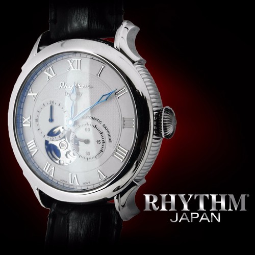 Pre-owned Rhythm A1509l01 Automatic Men's Wrist Watch 44x52mm Case Sapphire Crystal Lens