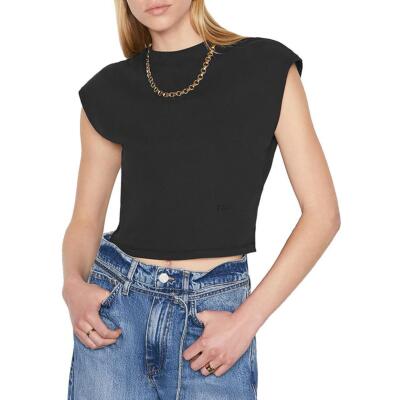 

Женская черная укороченная футболка Frame с воротником-стойкой  BHFO 9427, Noir