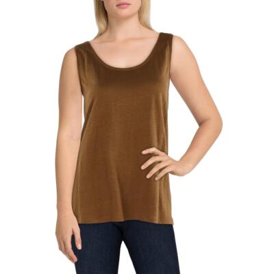 Eileen Fisher Womens Brown Organic Linen Sleeveless Tank Shell Cami XS BHFO 0216